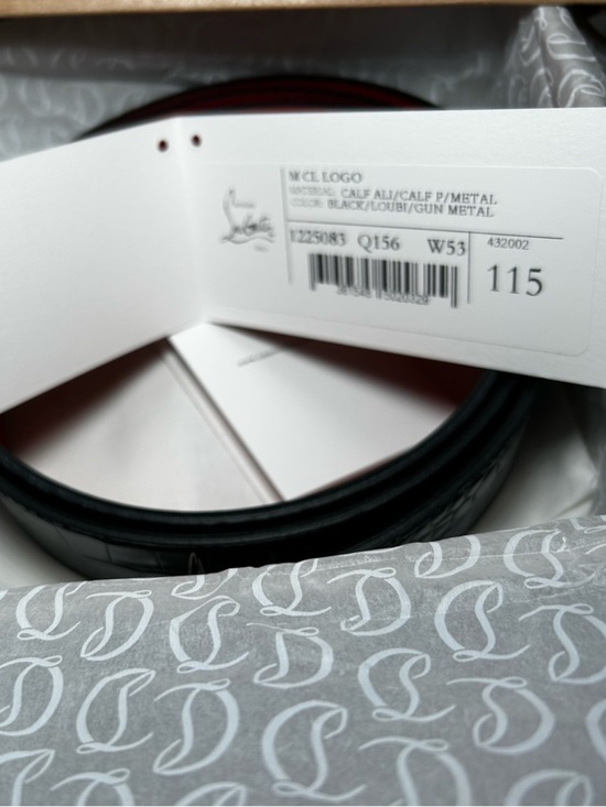Christian Louboutin Black Croc-Embossed Leather Belt with Red Interior main image 7